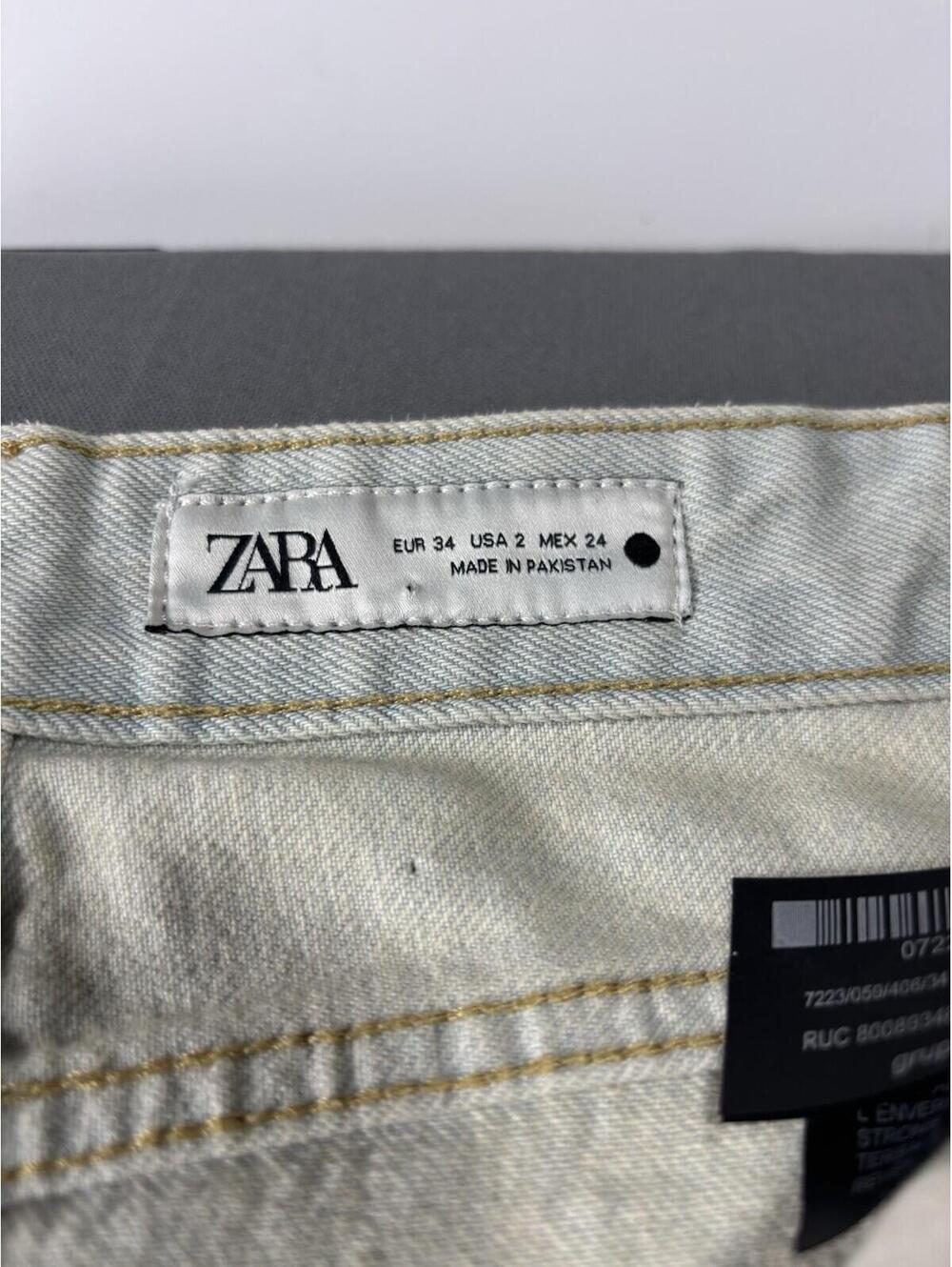 ZARA Denim Jeans Women's Size 2 White Zip Fly Mid Rise - Picture 4 of 14